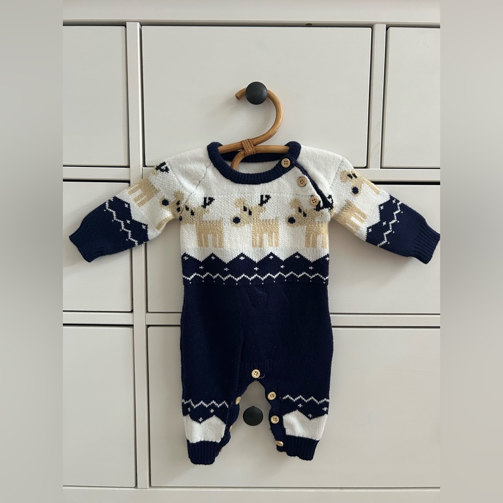 Baby Holiday Reindeer Sweater Onsie 3-6 mo